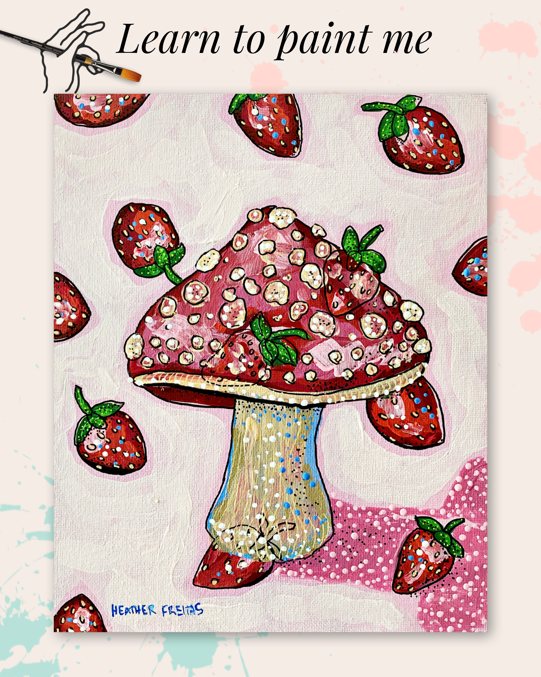 Paint Along Step by Step Painting Class - Moody Mushrooms ( On Demand )