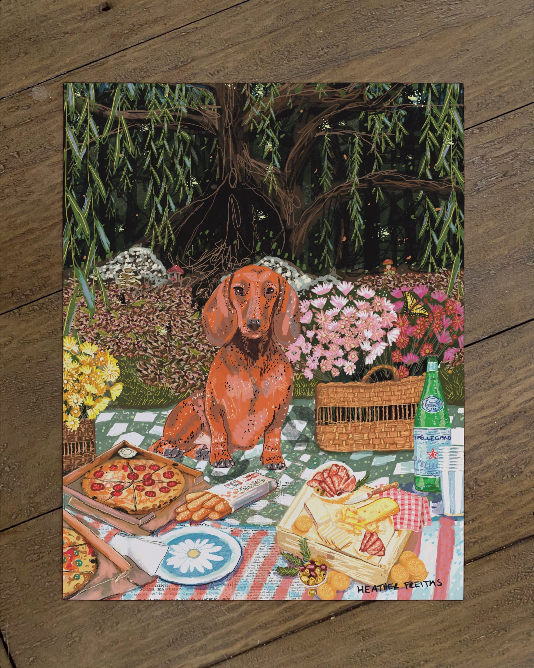 Build Your Own Dining Dog Art Print - Dachshund