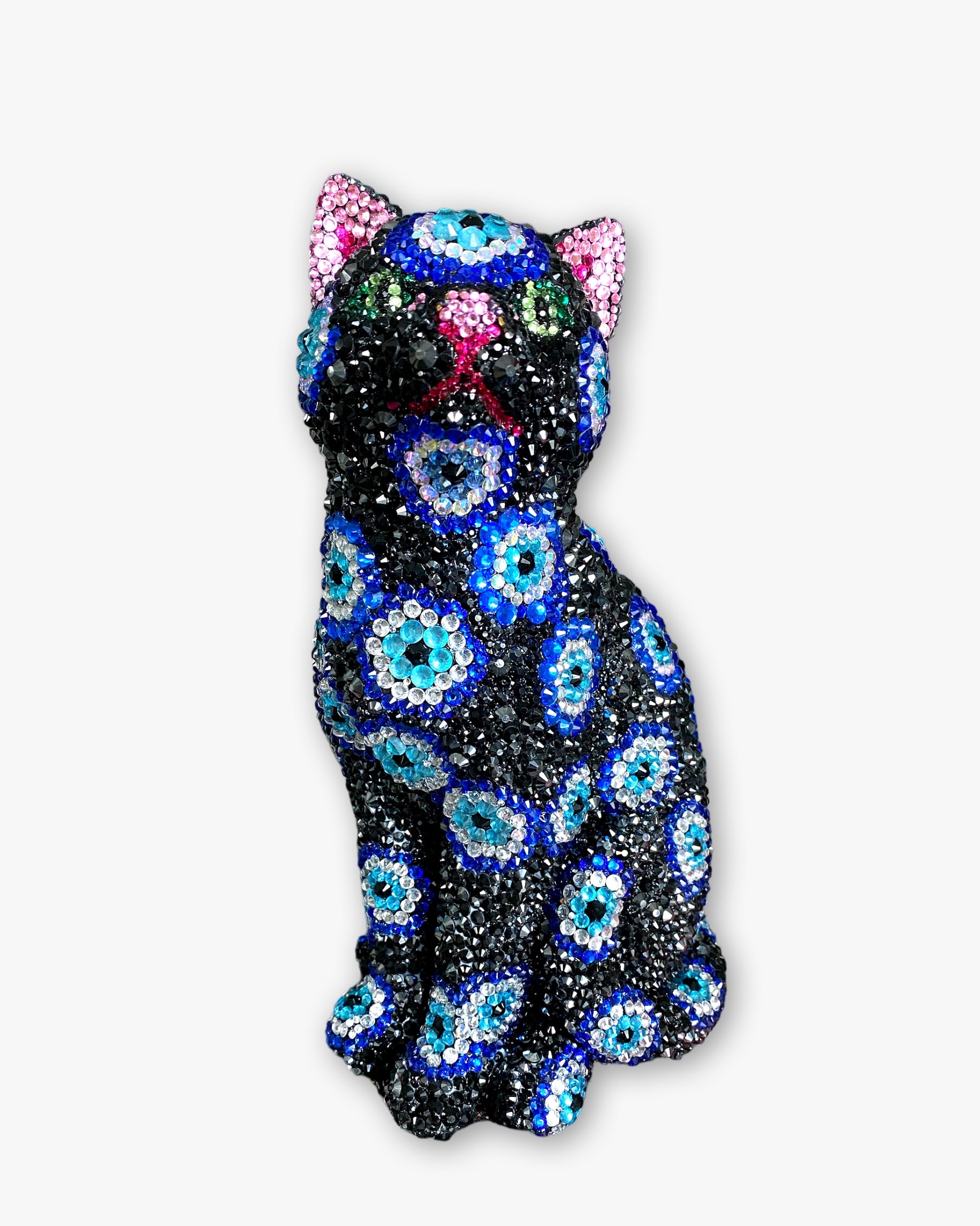 Black Cat Evil Eye Crystal Cat Sculpture - Heather Freitas - fine art home deccor