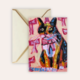 Calico With Bow Fine Art Greeting Card