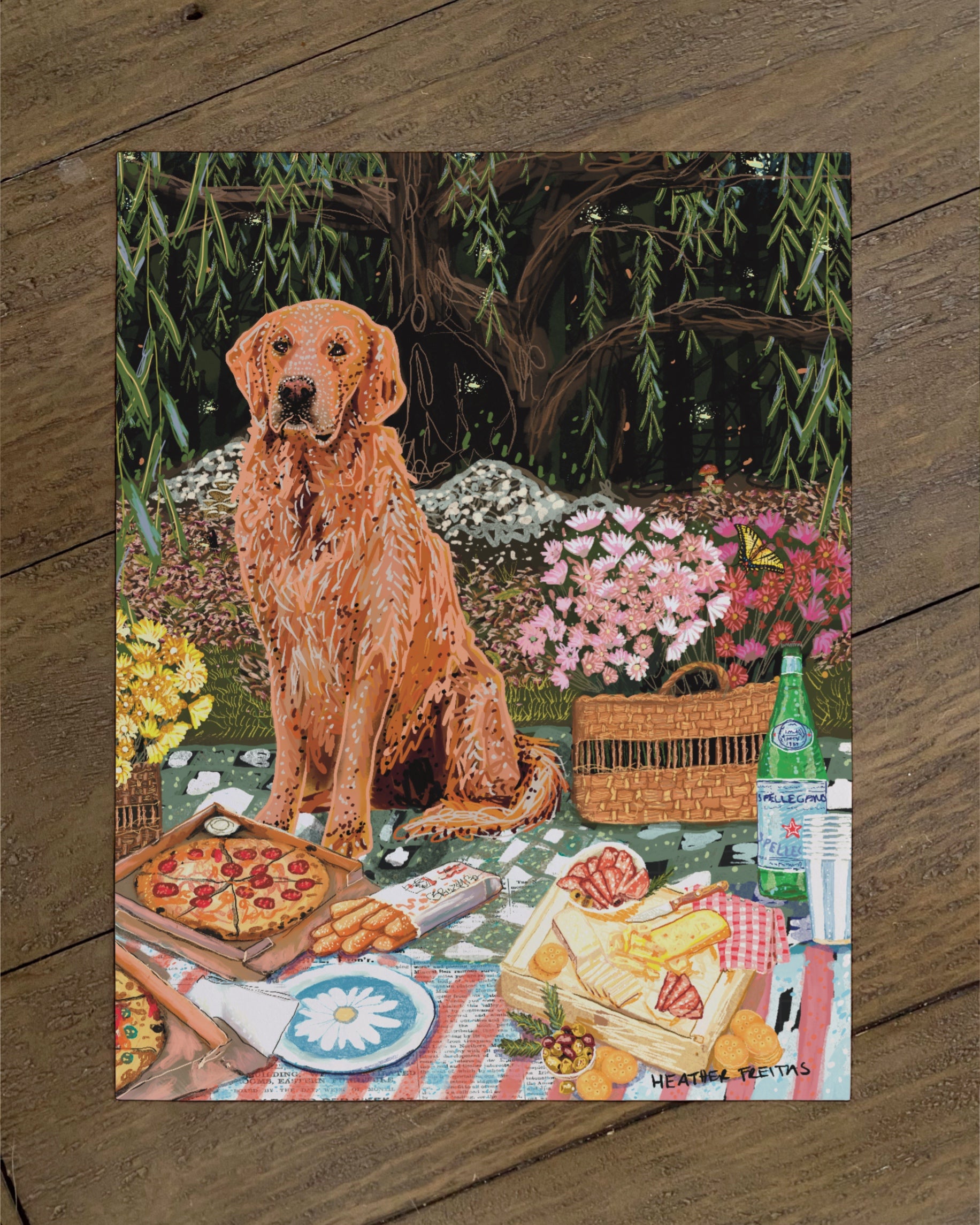 Golden Retriever- Build Your Own Dining Dog Paper Print