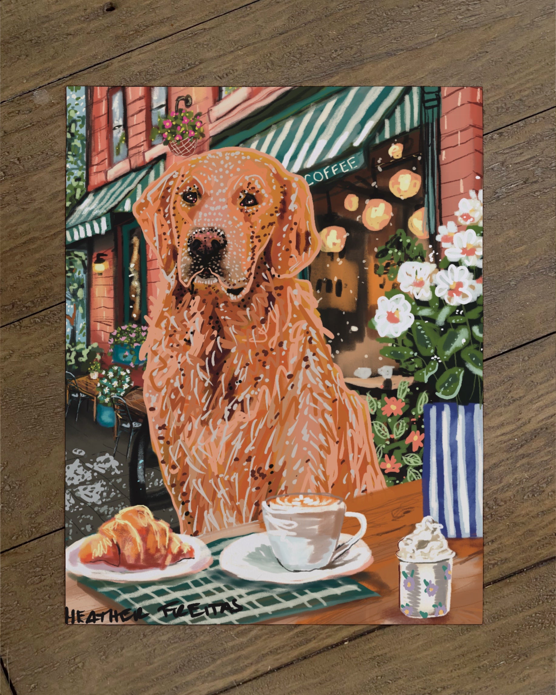 Golden Retriever- Build Your Own Dining Dog Paper Print