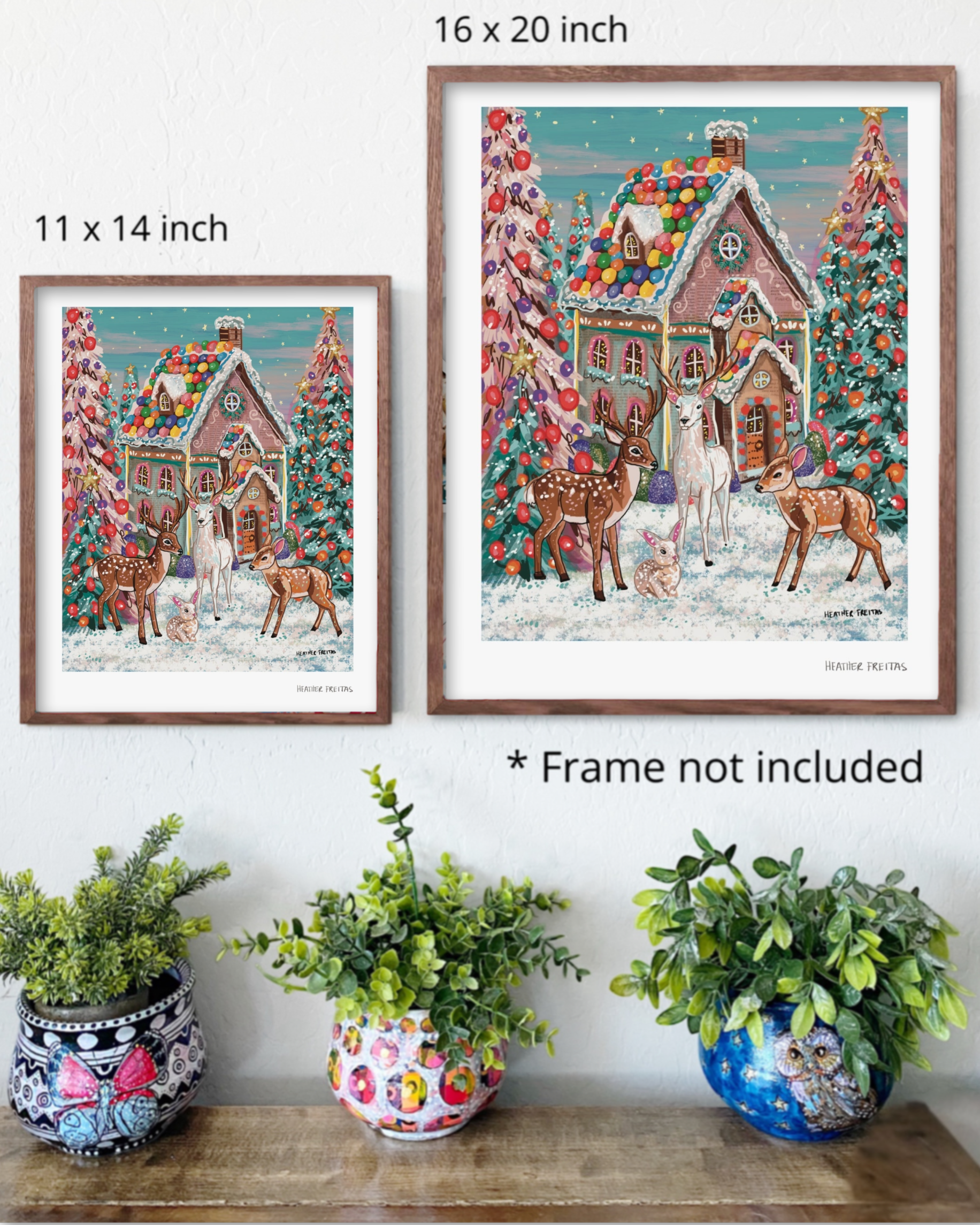 Dreamy Deer Gingerbread House Fine Art Print