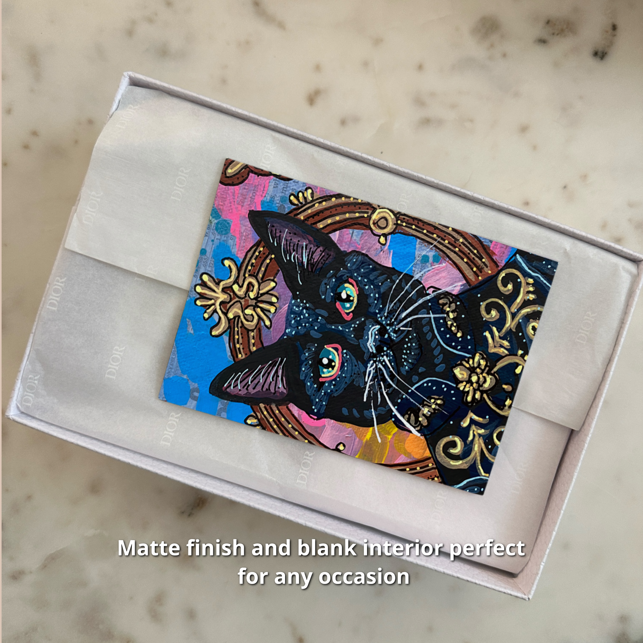 Royal Black Cat - Greeting Card / Fine Art Print