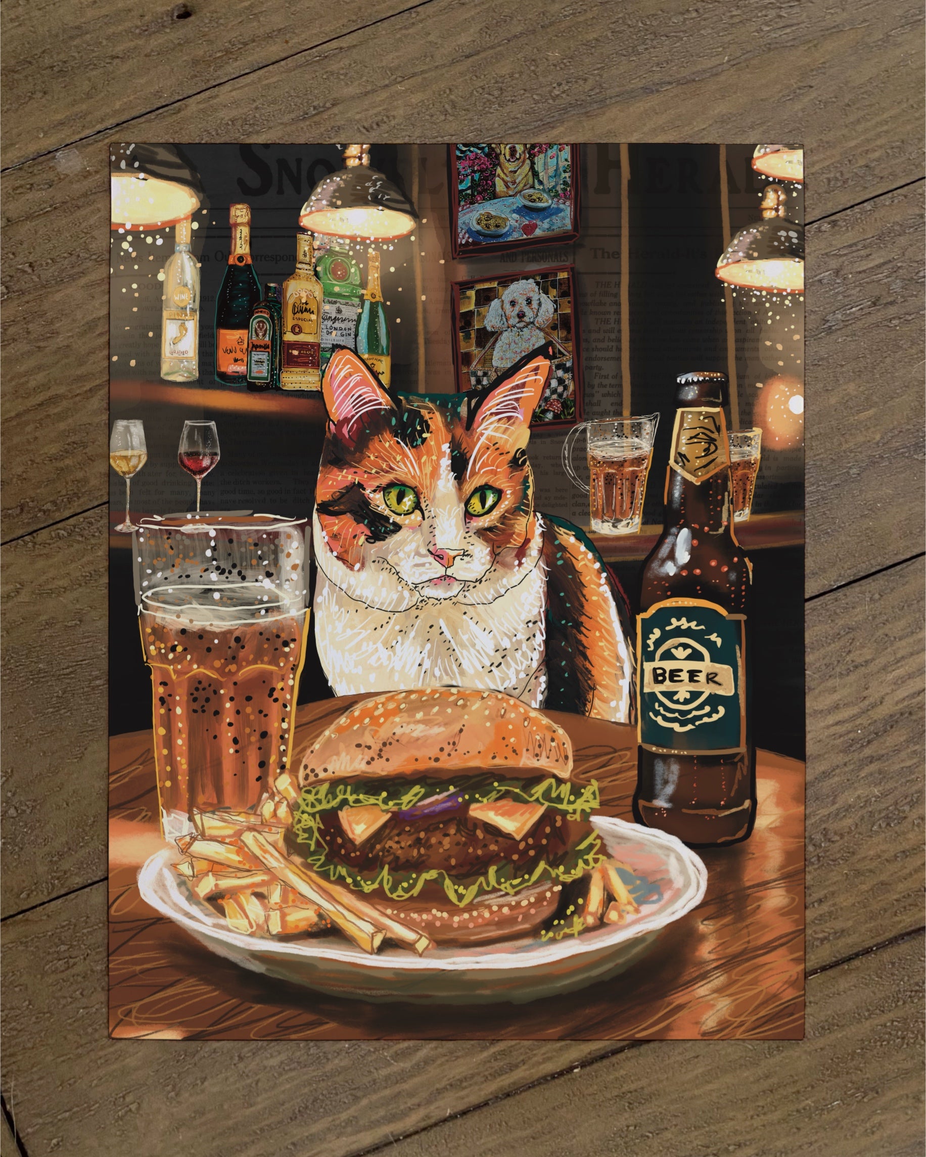 Calico - Build Your Own Fancy Feast Cat Paper Print