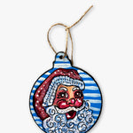 Blue Santa Hand Painted Ornament - Heather Freitas - fine art home deccor