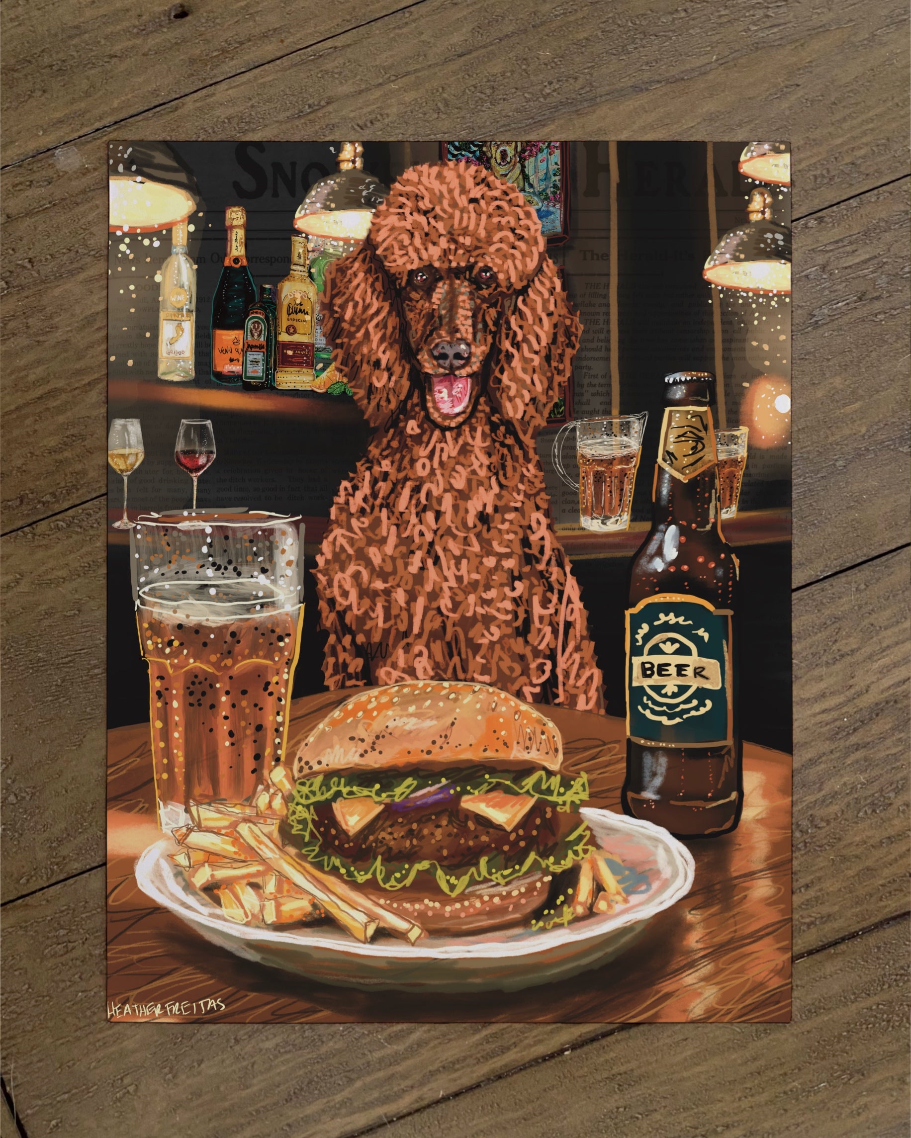 Standard Poodle - Build Your Own Dining Dog Paper Print