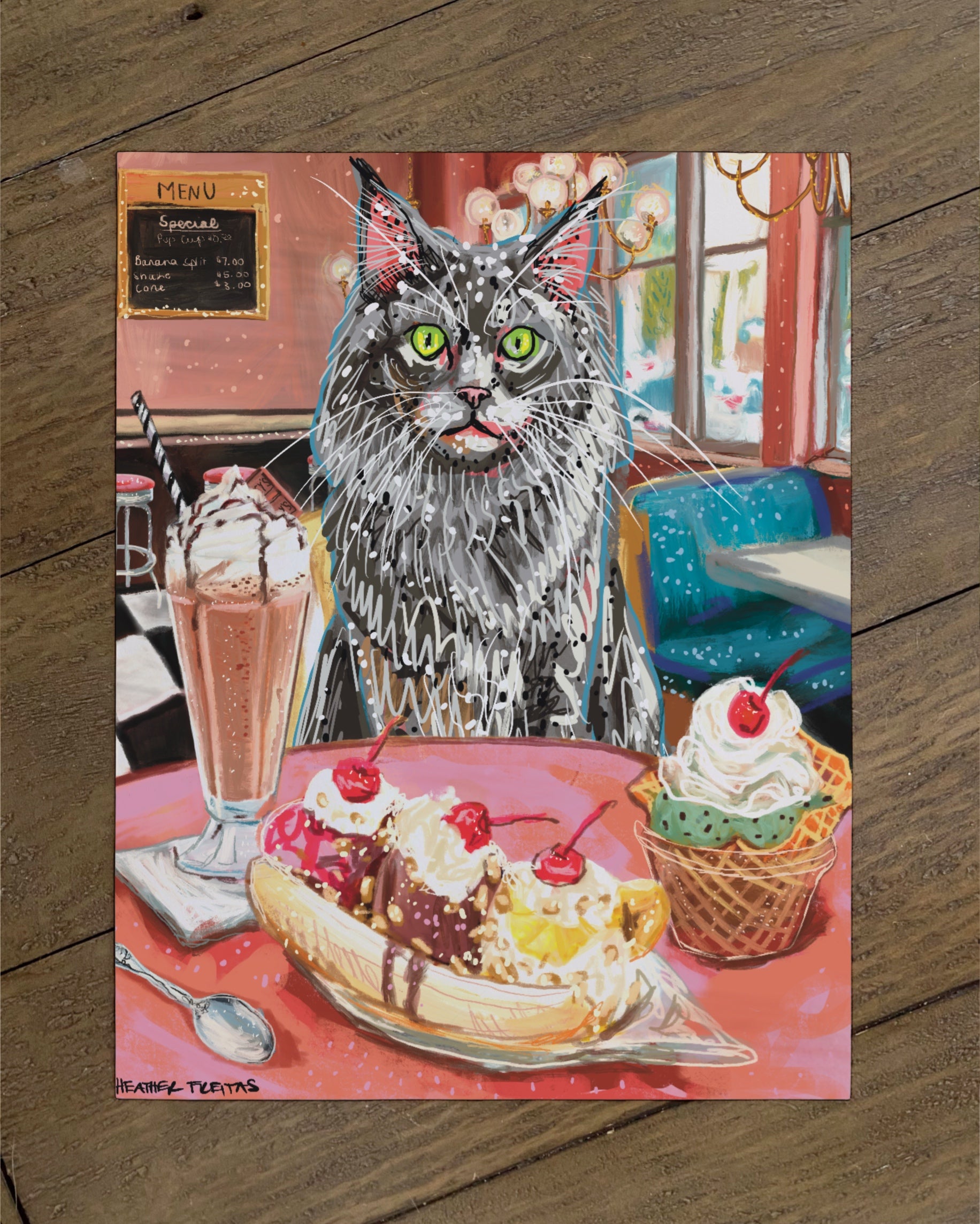 Long Hair Gre Cat - Build Your Own Fancy Feast Cat Paper Print