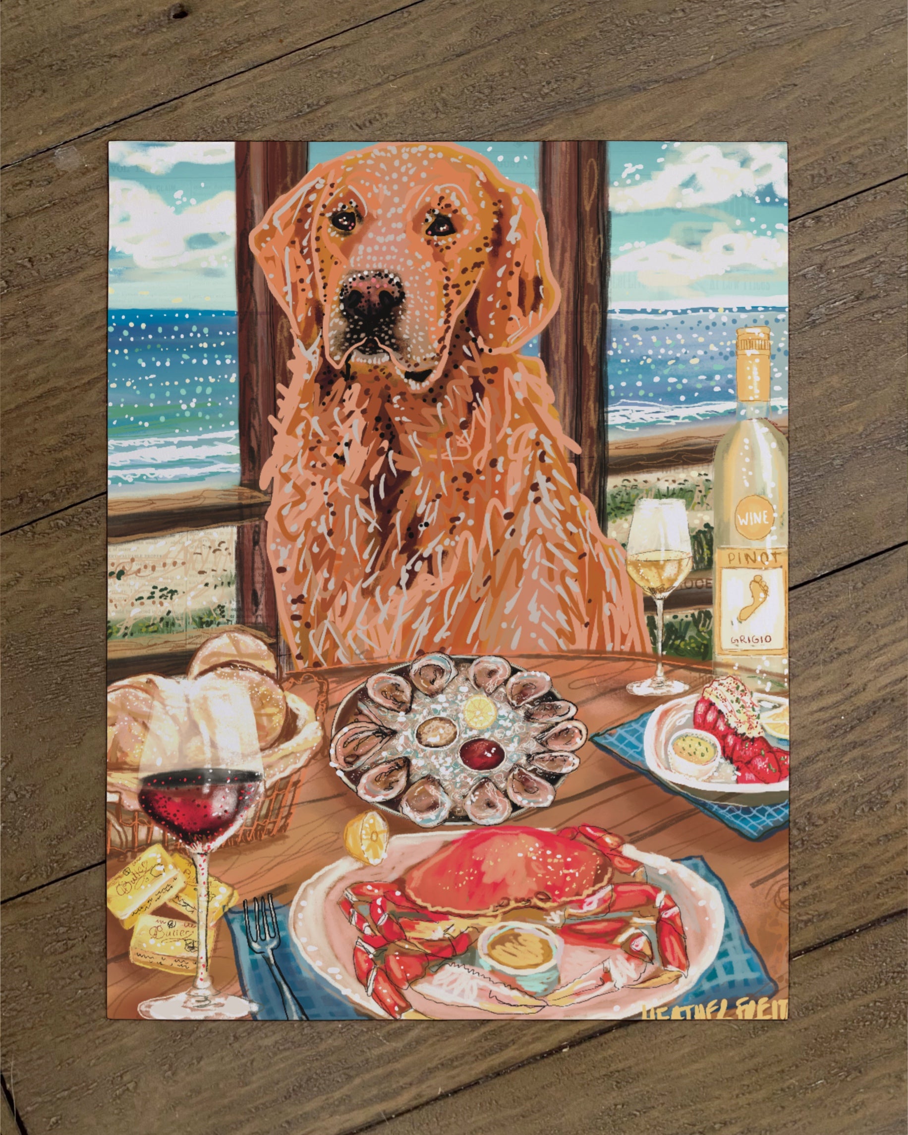 Golden Retriever- Build Your Own Dining Dog Paper Print