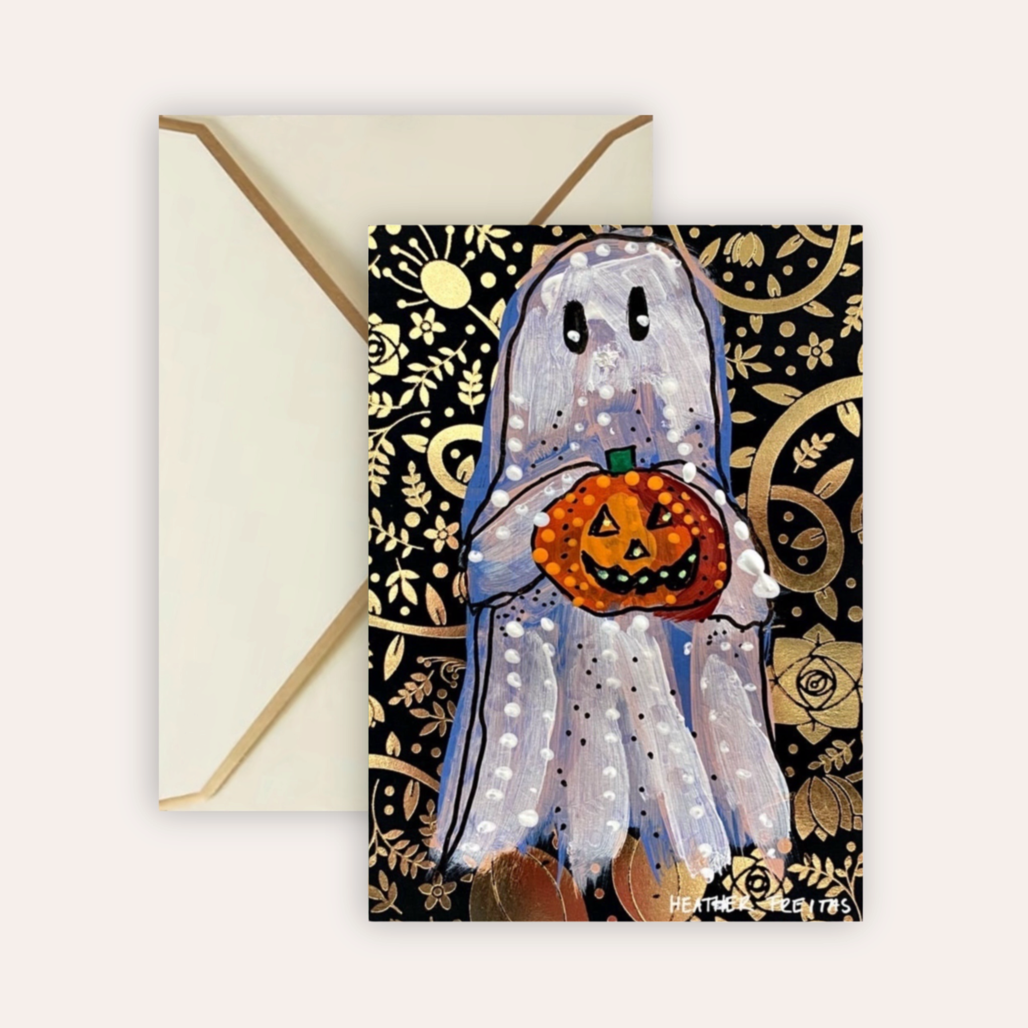 Gold Glam Ghost Fine Art Greeting Card