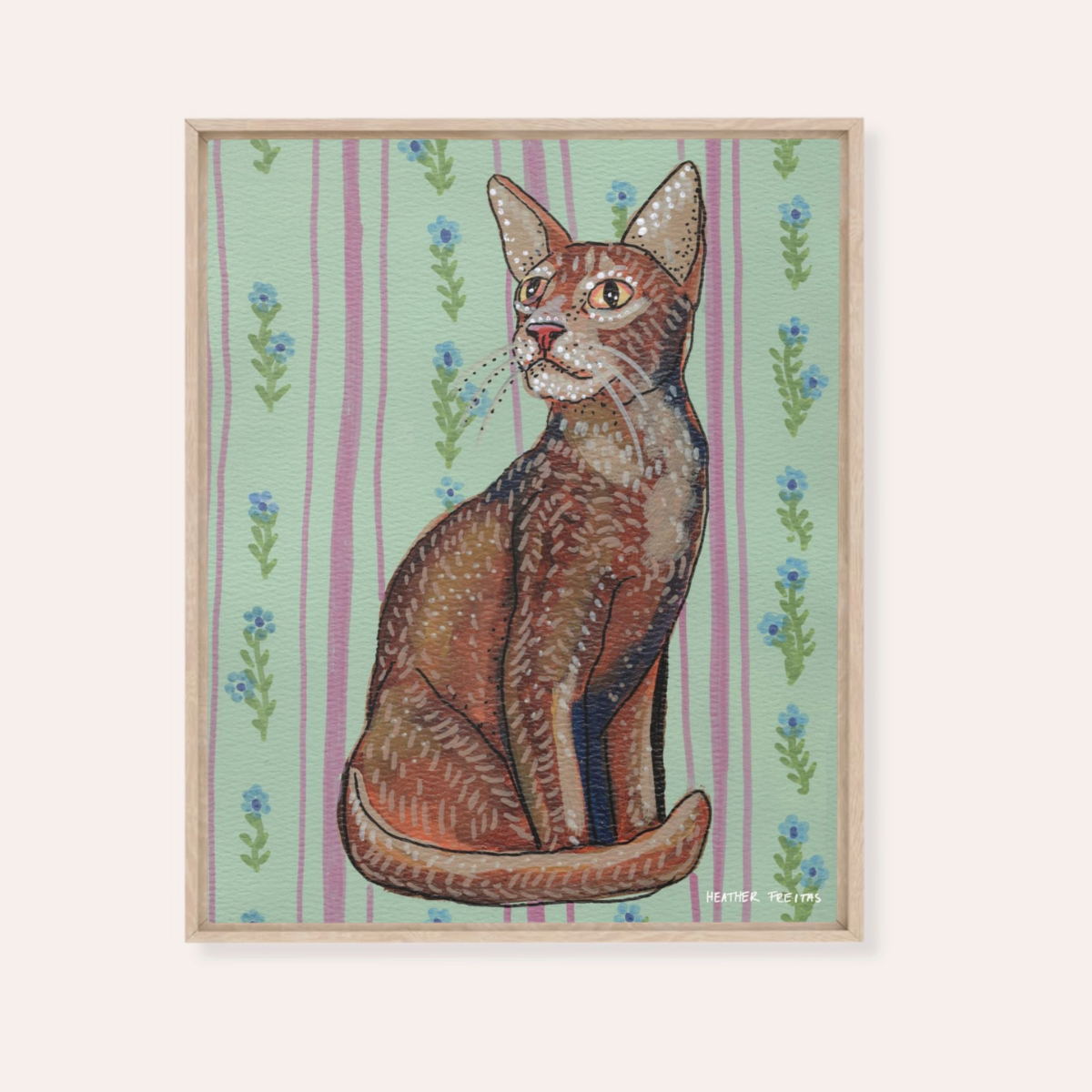 Abyssinian Cat Framed Fine Art Canvas Print