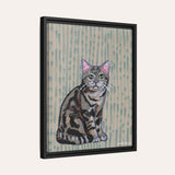 American Shorthair Cat Framed Fine Art Canvas Print