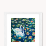 Two Swans ( Framed Original Oil Pastel Art )