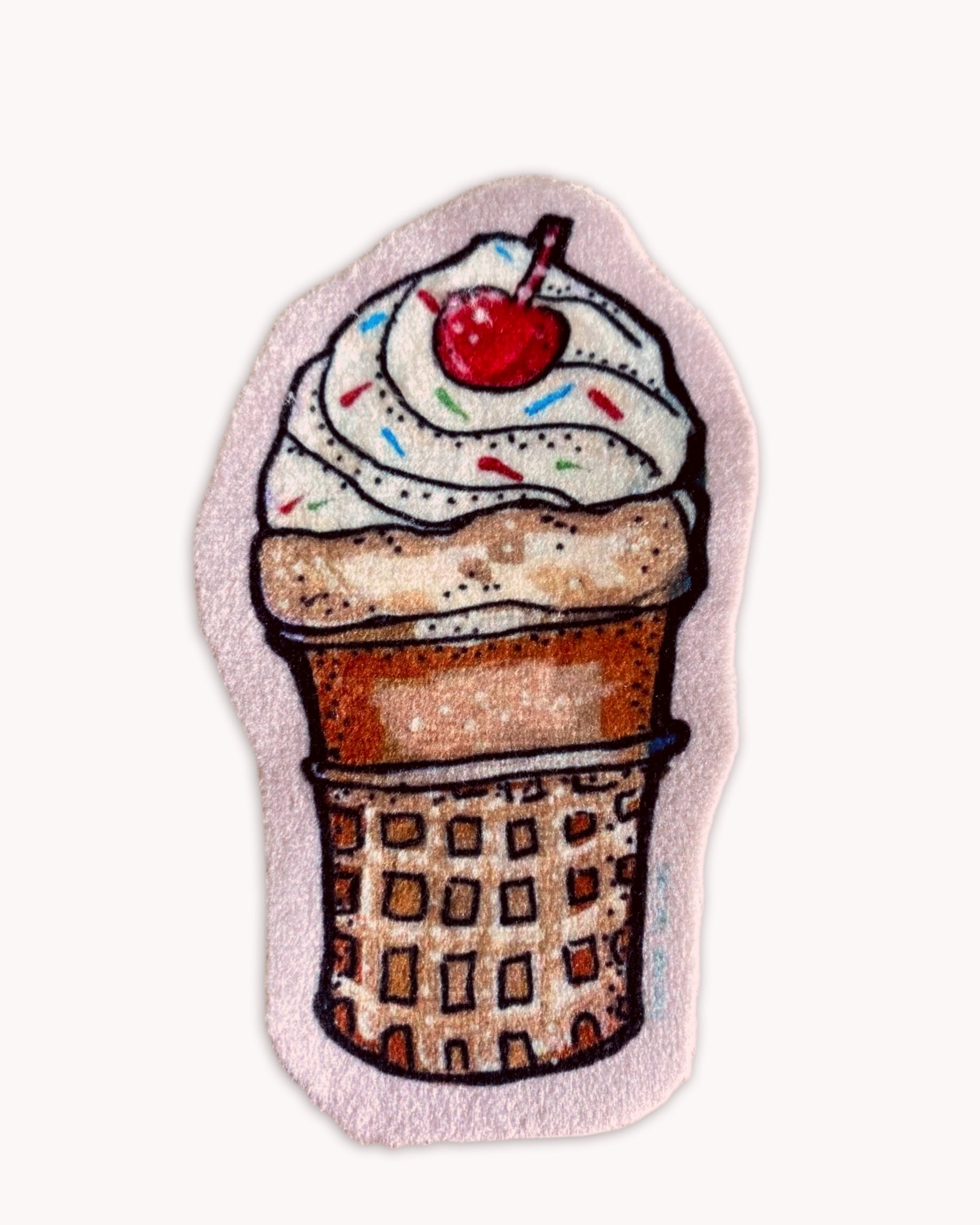 Vanilla Ice Cream Cone - Sew On Velveteen Patch