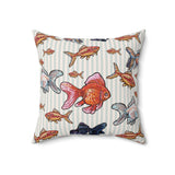 Goldfish Velveteen Throw Pillow