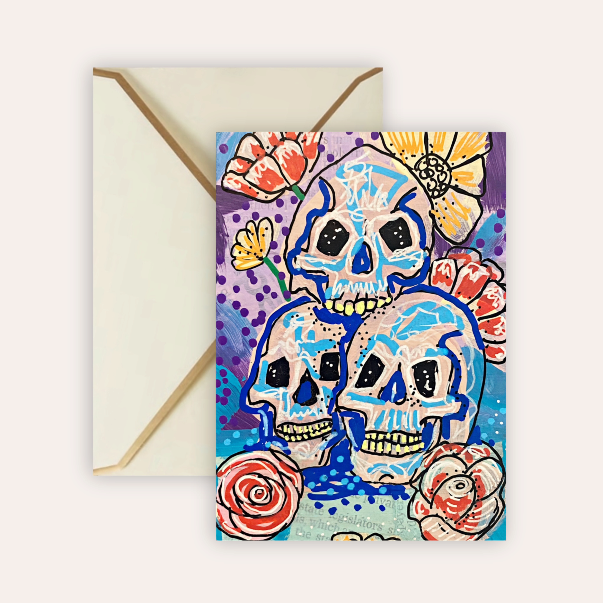 Three Skulls Fine Art Greeting Card