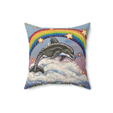 Dancing Dolphin Velveteen Throw Pillow