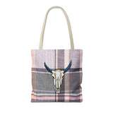 Plaid Cow Skull Tote Bag