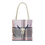 Plaid Cow Skull Tote Bag