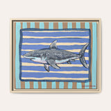 Great White Shark Framed Fine Art Canvas Print