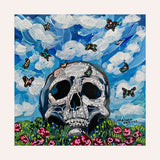 Blue Sky Horizon Butterfly Skull Mini Art Print