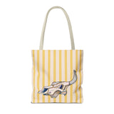 Yellow Striped Cow Skull Tote Bag