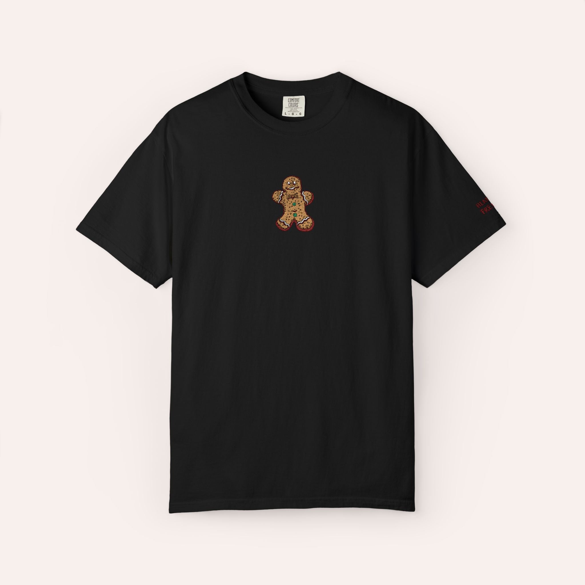 Gingerbread Man Embroidered Cotton Tee