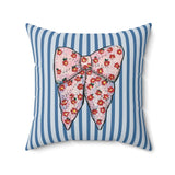 Pink Ribbon Velveteen Throw Pillow