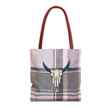 Plaid Cow Skull Tote Bag