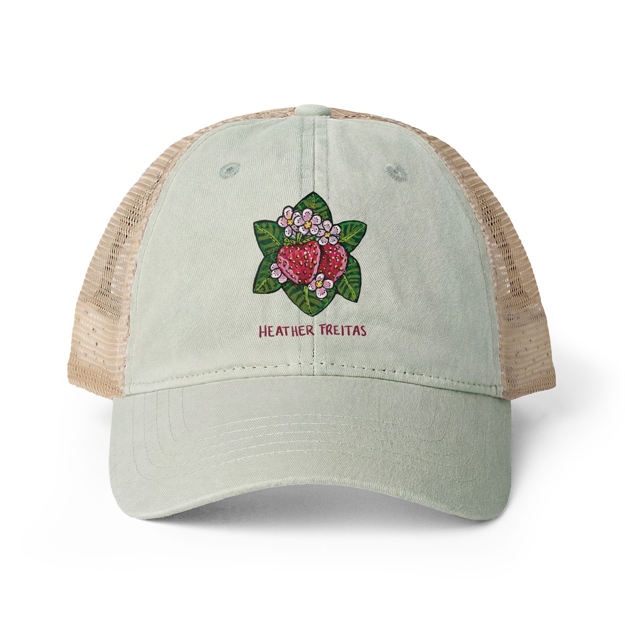 Strawberries Women's Washed Mesh-Back Cap