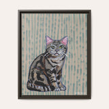 American Shorthair Cat Framed Fine Art Canvas Print