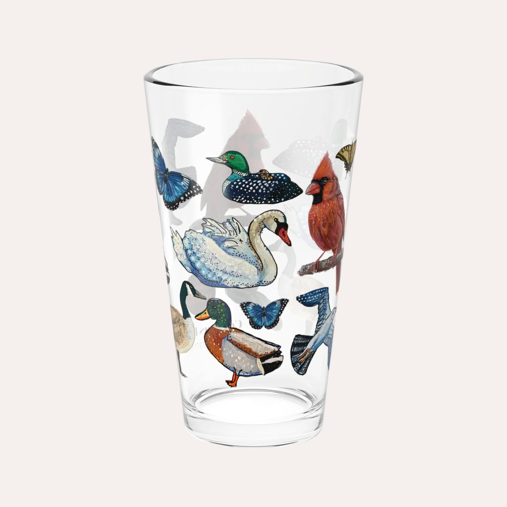 Birds & Butterflies 16oz Collectors Glass