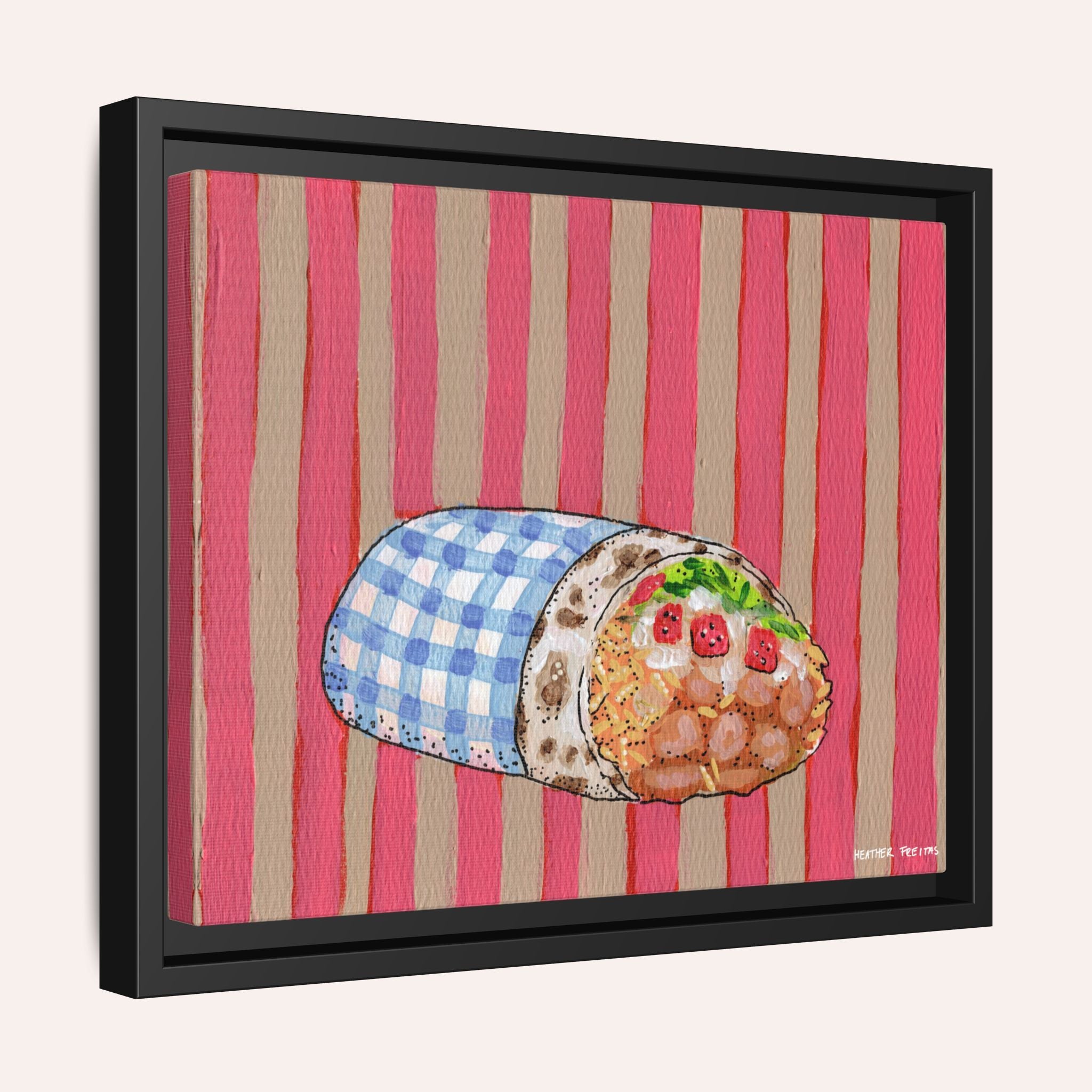 Gingham Burrito Framed Fine Art Canvas Print