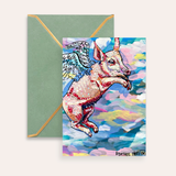 Pastel Flying Pig Fine Art Greeting Card