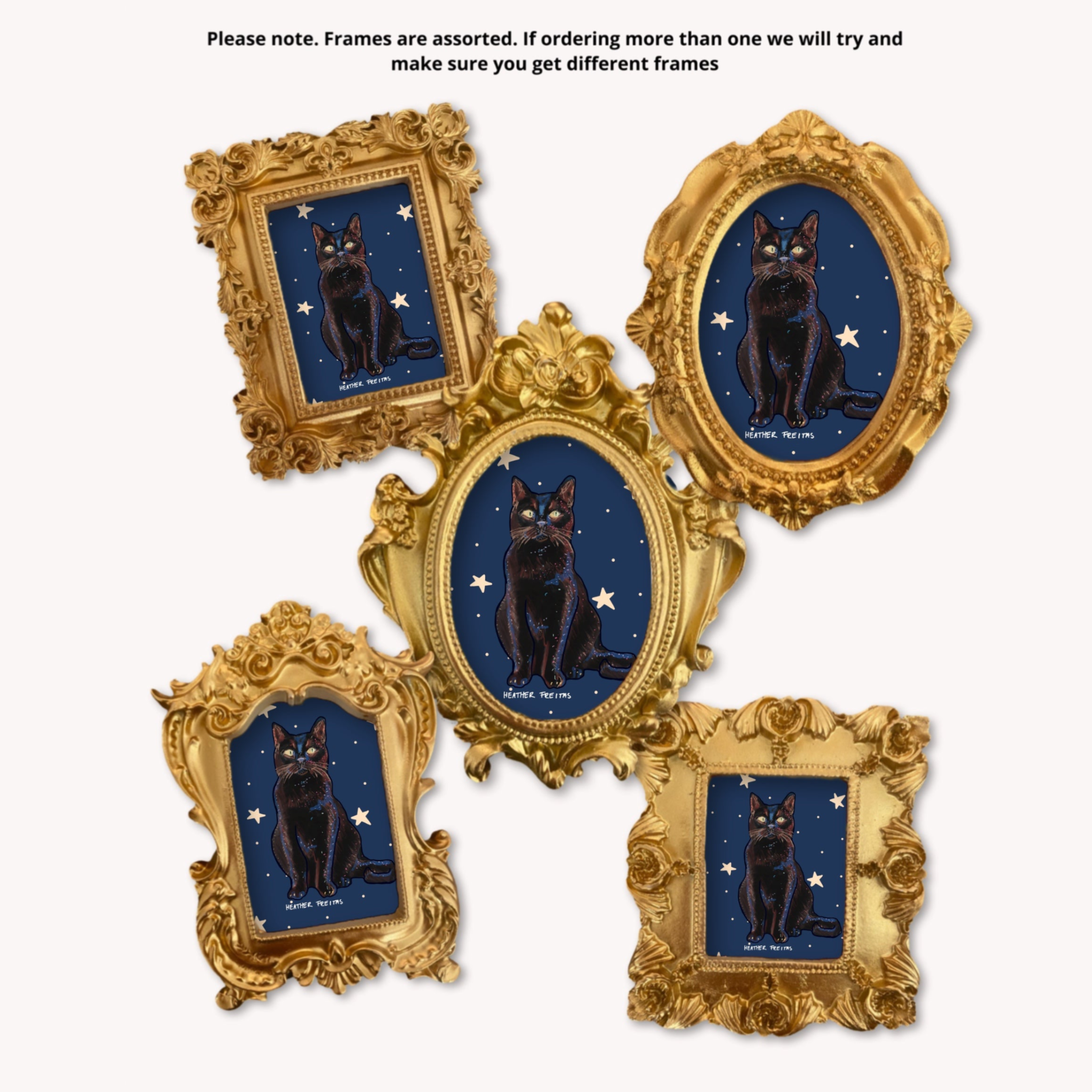 Black Cat Framed Small Magnet