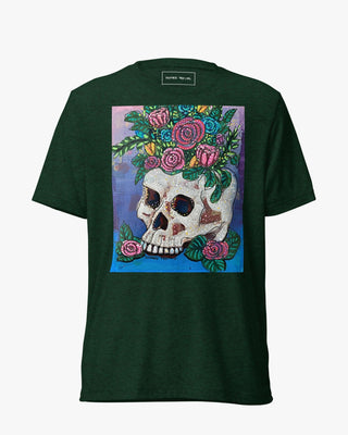 Floral Skull Unisex Short Sleeve T-shirt - Heather Freitas - fine art home deccor