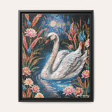 Serenity Swan Framed Fine Art Canvas Print