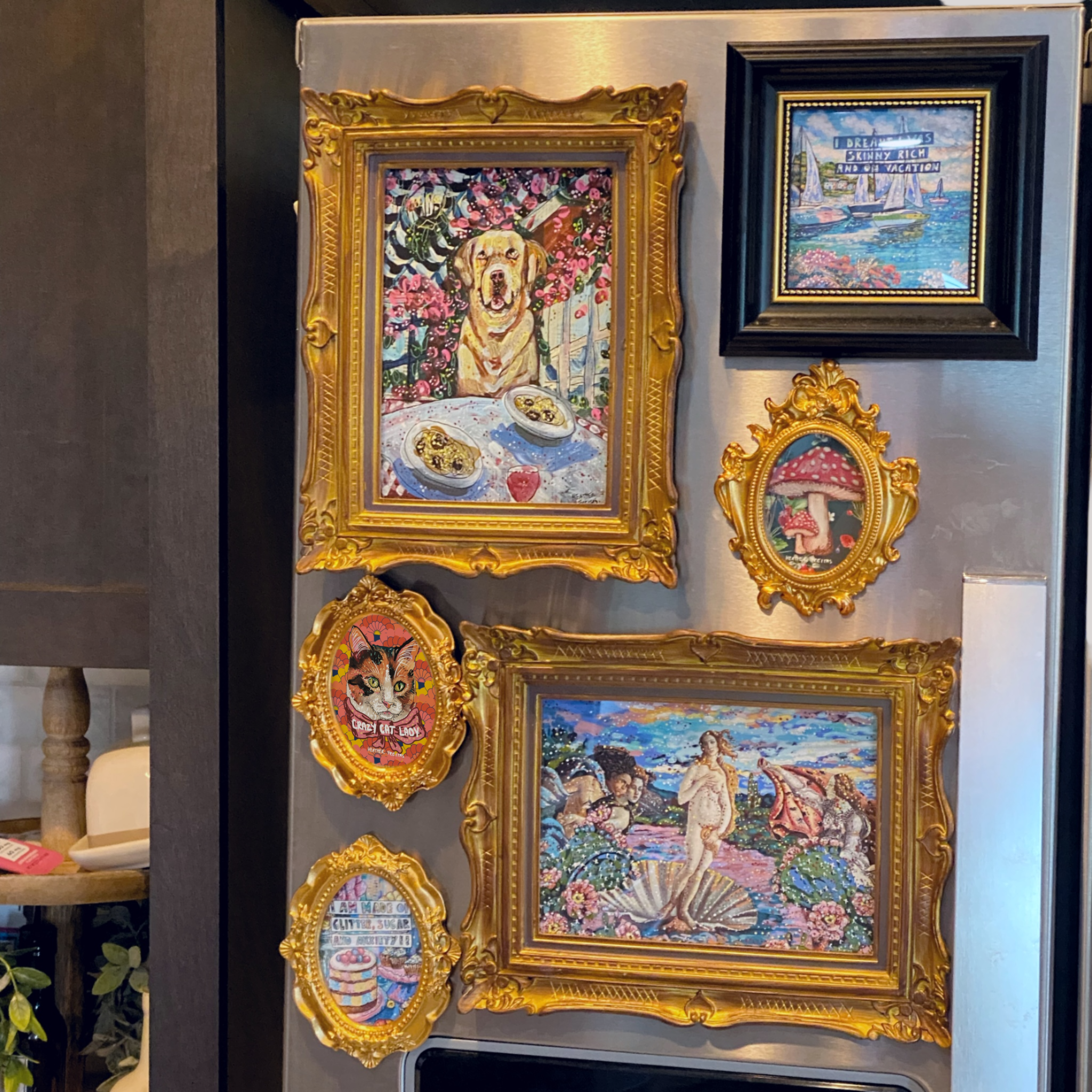 Crazy Cat Lady Print Framed Small Magnet