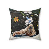 Walrus Plumeria Velveteen Throw Pillow