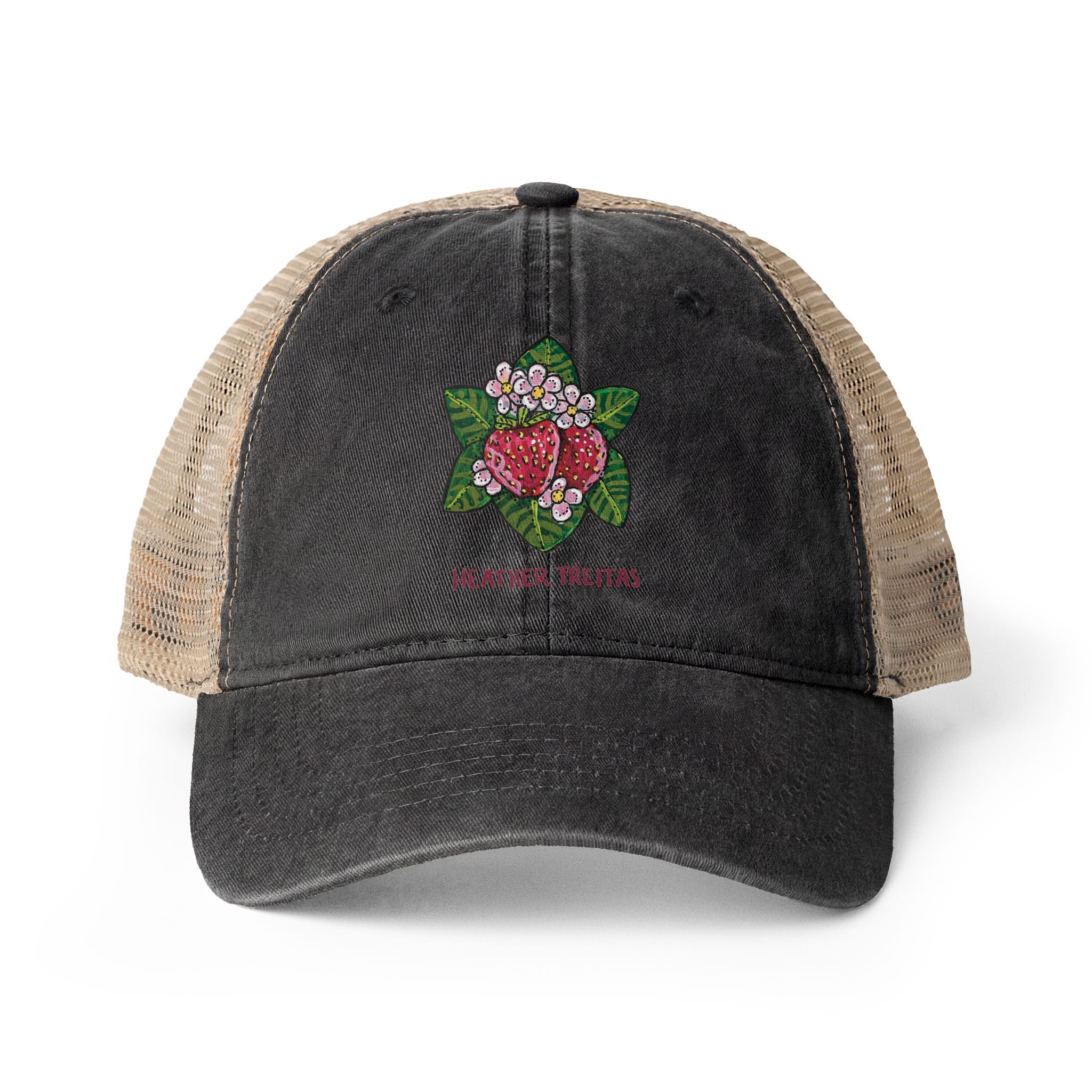 Strawberries Women's Washed Mesh-Back Cap