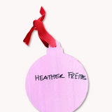 Chubby Pink Stripe Pickle Hand Painted Ornament