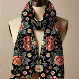 Moody Vintage Floral Silk Charmeuse Scarf