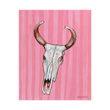 Pink Stripe Cow Skull Art Print