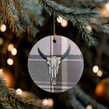 Cow Skull Ceramic Ornament