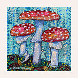 Red Cap Mushroom Rain Mini Art Print