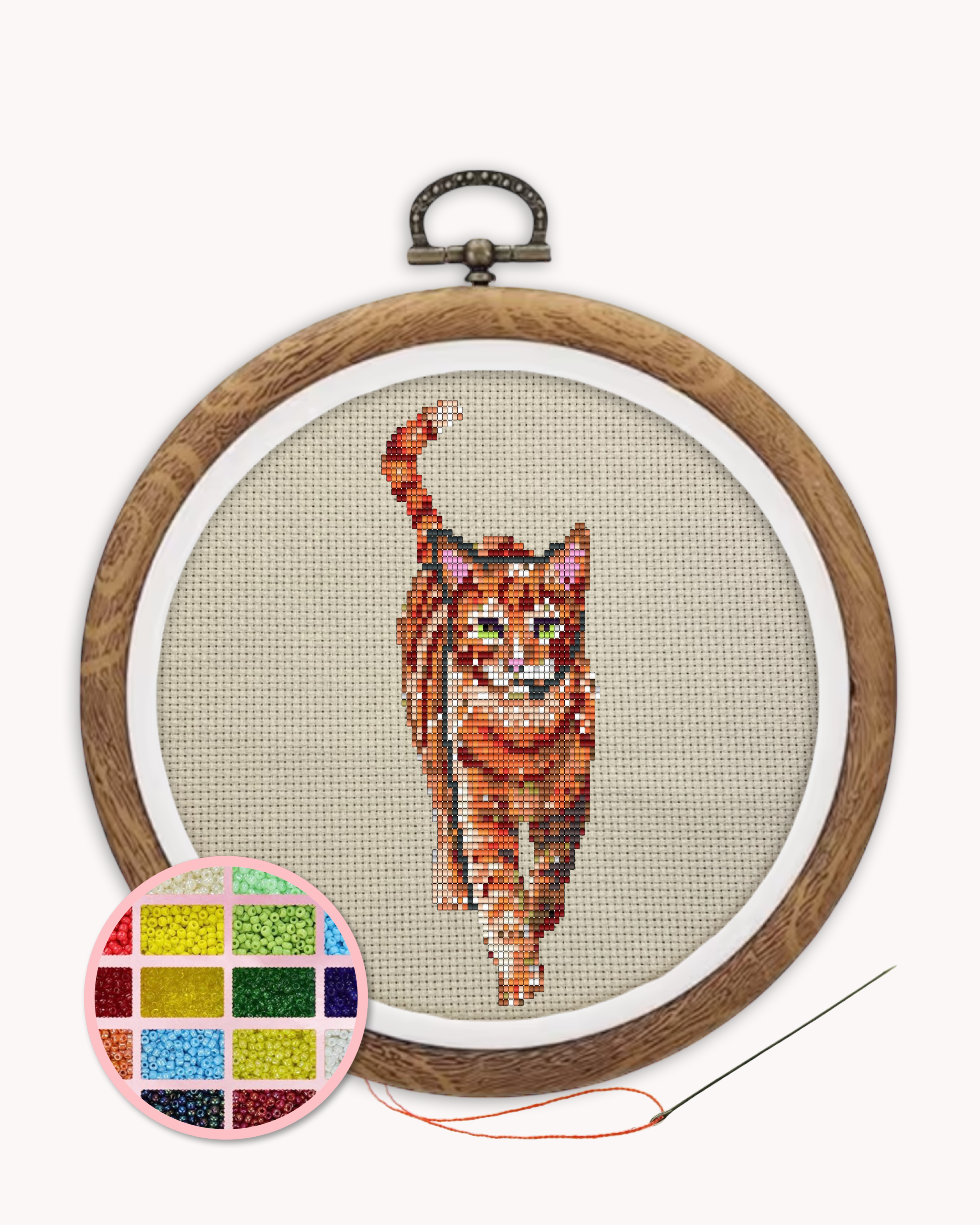Orange Tabby Beaded Art Kit ( XL 6 inch )