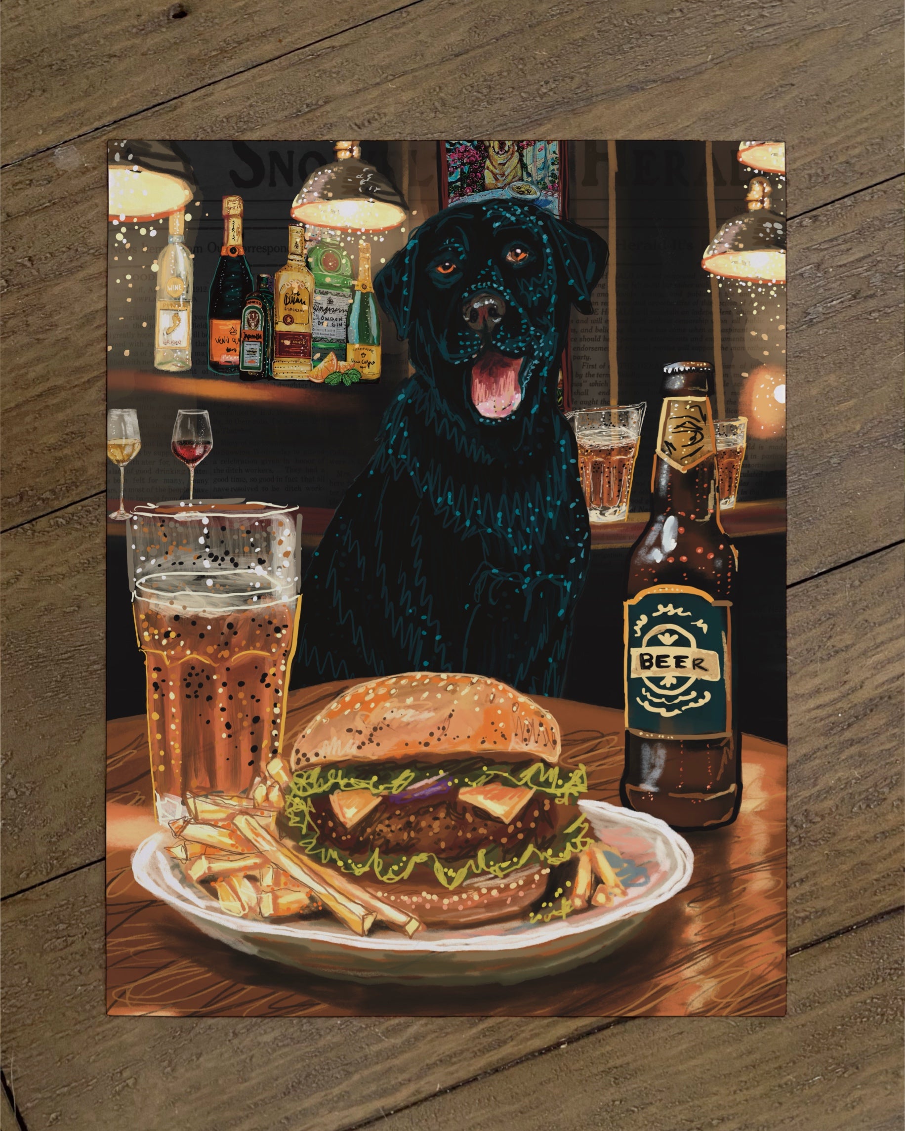 Labrador - Build Your Own Dining Dog Paper Print