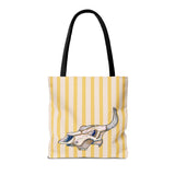 Yellow Striped Cow Skull Tote Bag