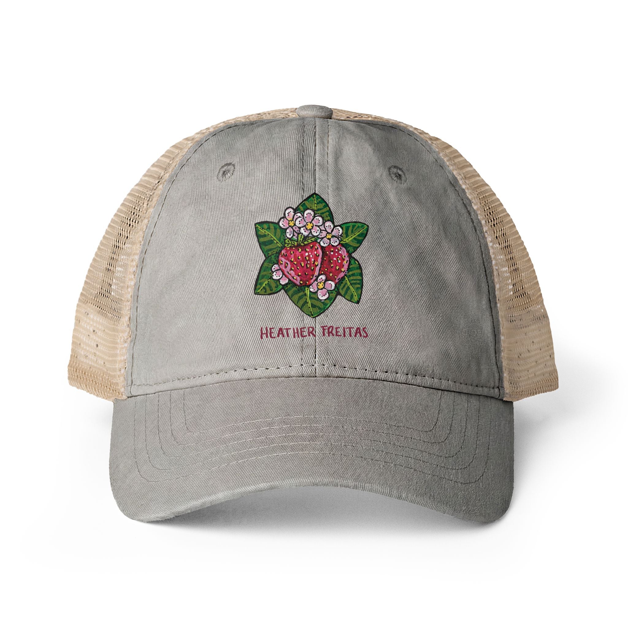 Strawberries Women's Washed Mesh-Back Cap
