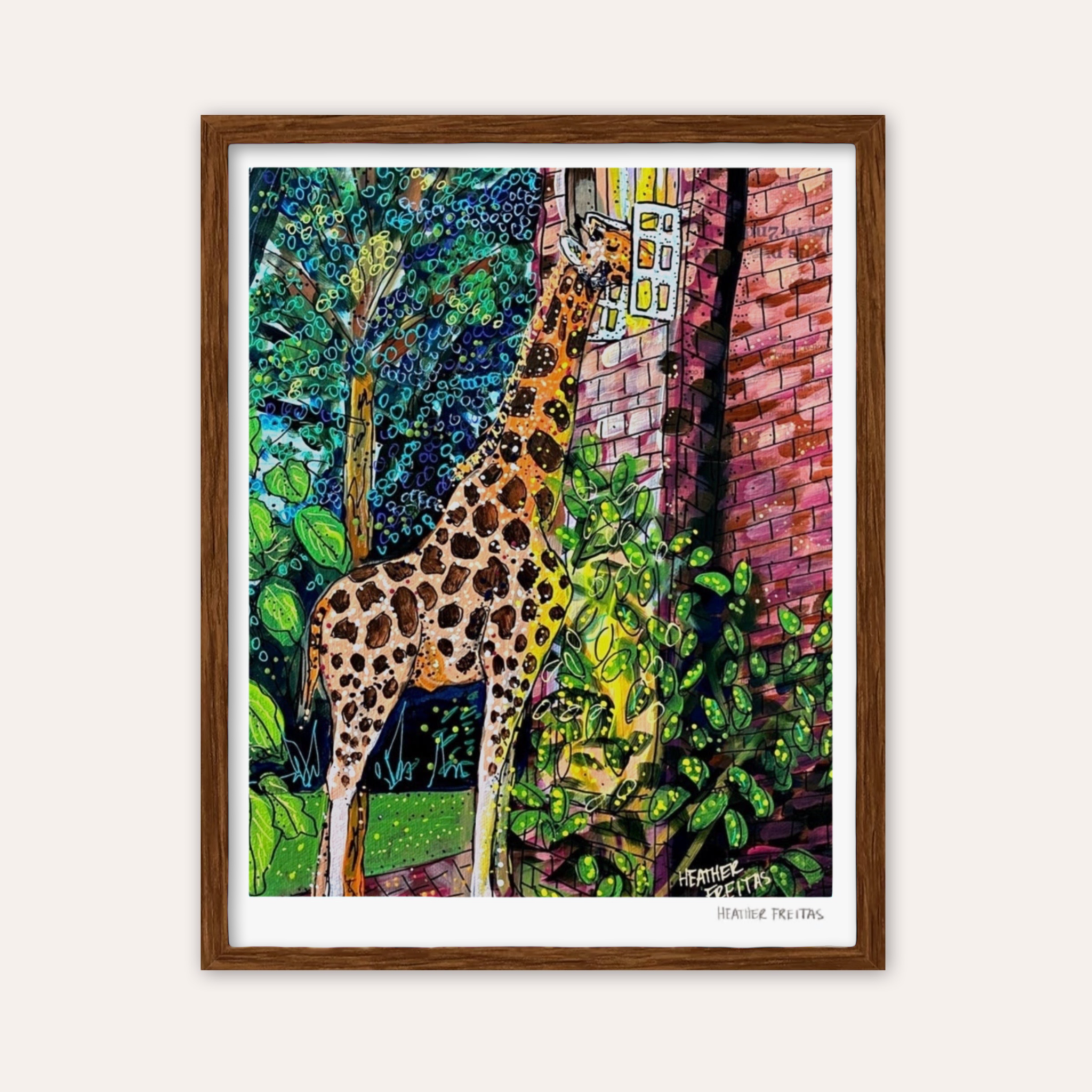 Twilight Snack Giraffe Fine Art Print